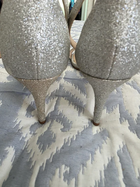 Kelly & Katie Silver Glitter Open-Toe Ankle-Strap Heels - Picture 5 of 7
